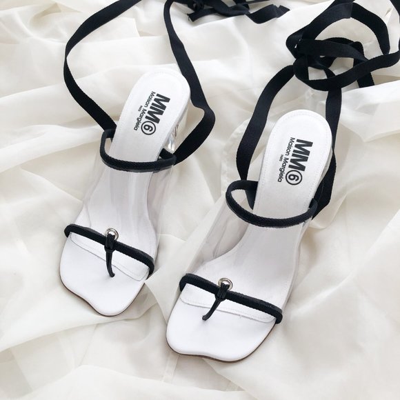 MM6 Maison Margiela Tabi Sock Transparent Ribbon Heels - Picture 2 of 5